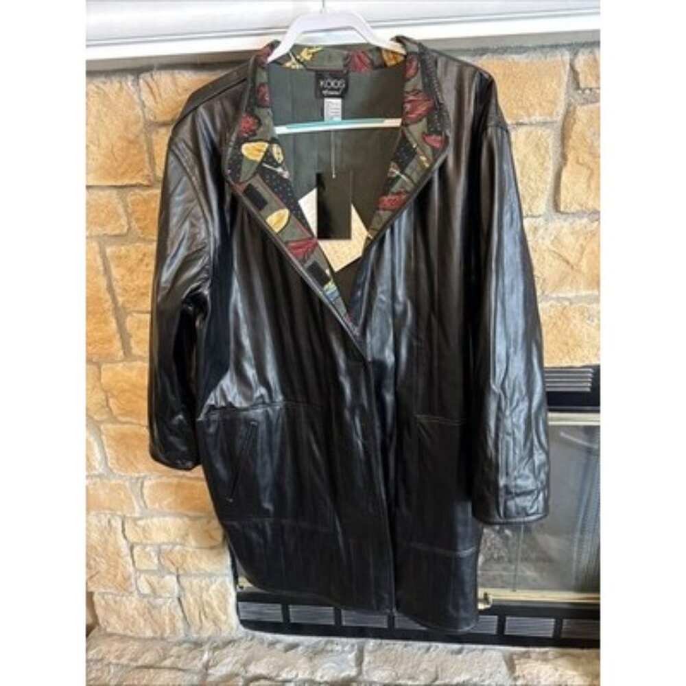 Koos Of Course NEW Reversible Green Feather Artsy Drape Coat Jacket Sz 3X - Picture 10 of 11